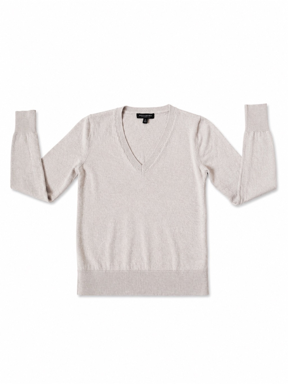 Banana Republic Extra Fine Merino Wool V-Neck Sweater Tan S - Picture 2 of 7